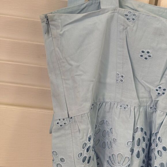 Rebecca Minkoff Broderie Anglaise Embroidered Blouse in Sky Blue - Picture 4 of 5
